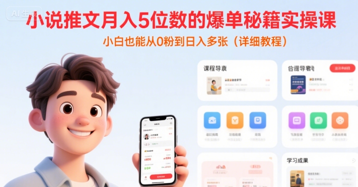 【2025.07.20】小说推文月入5位数的爆单秘籍实操课，，小白也能从0粉到日入多张(详细教程)百度网盘免费下载-芽米宝库
