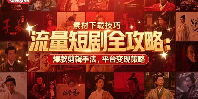 【2025.07.21】流量短剧全攻略：素材下载技巧，爆款剪辑手法，平台变现策略百度网盘免费下载-芽米宝库