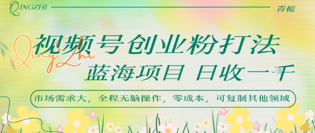 【2025.07.28】视频号创业粉打法，日入1k，蓝海项目，市场需求大，全程无脑操作，可复制百度网盘免费下载-芽米宝库