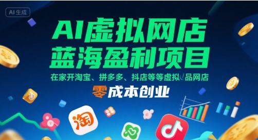 图片[1]-【2025.07.29】AI虚拟网店蓝海盈利项目，在家开淘宝、拼多多、抖店等虚拟品网店，零成本创业百度网盘免费下载-芽米宝库