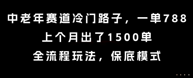 【2025.07.29】中老年赛道冷门路子，一单788，上个月出了1500单，全流程玩法，保底模式百度网盘免费下载-芽米宝库