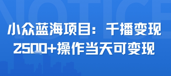 图片[1]-【2025.07.31】小众蓝海项目，千播变现2500+，操作当天可变现百度网盘免费下载-芽米宝库