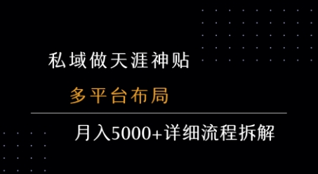 【2025.07.30】私域做天涯神贴 多平台布局 月入5000+详细流程拆解百度网盘免费下载-芽米宝库