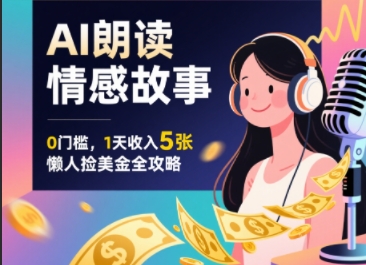 【2025.07.30】Ai朗读情感故事，0门槛，1天收入5张，每天10分钟，懒人捡美金全攻略百度网盘免费下载-芽米宝库