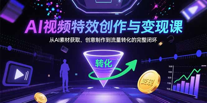 图片[1]-【2025.08.05】AI视频特效创作与变现课：从AI素材获取、创意制作到流量转化的完整闭环百度网盘免费下载-芽米宝库