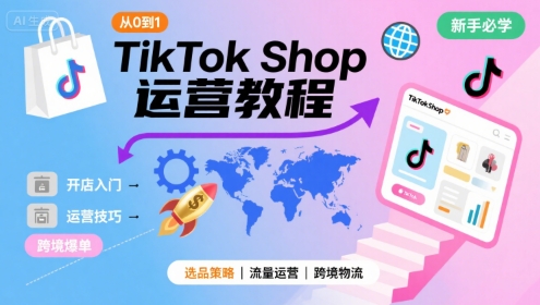 【2025.08.08】TikTok Shop从0到1运营教程，TikTok跨境电商新手必学课程百度网盘免费下载-芽米宝库