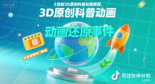 【2025.08.08】自制3D原创科普动画教程，动画还原事件，抖音最新热门赛道，可过伙伴计划百度网盘免费下载-芽米宝库