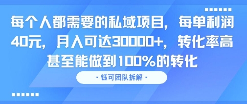 图片[1]-【2025.08.10】每个人都需要的私域项目，每单利润40米，月入可达3W+，转化率高 甚至能做到100%的转化百度网盘免费下载-芽米宝库