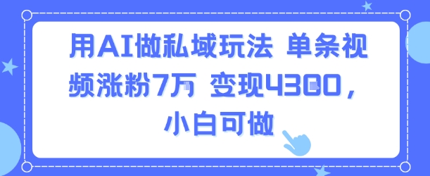 图片[1]-【2025.08.10】用AI做私域玩法，单条视频涨粉7W变现4.3k，小白可做百度网盘免费下载-芽米宝库