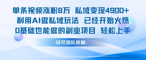 【2025.08.09】单条视频私域变现4.9k+利用AI做私域玩法 已经开始火热0基础也能做的副业项目轻松上手百度网盘免费下载-芽米宝库