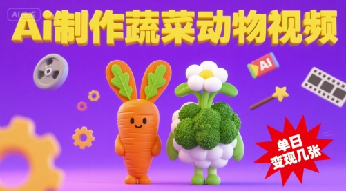 【2025.08.10】用Ai制作蔬菜动物视频，流量非常好，单日变现几张百度网盘免费下载-芽米宝库