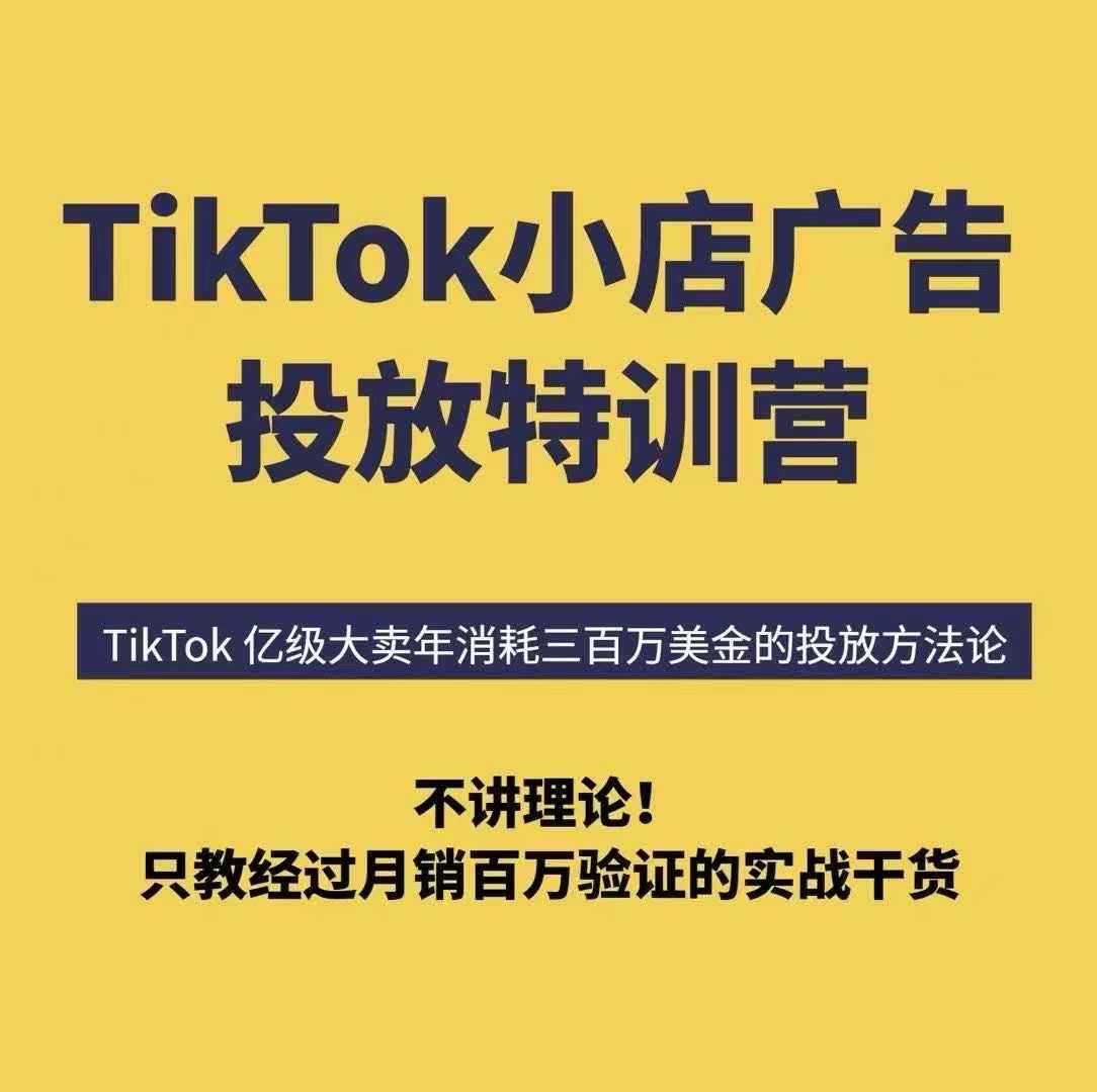 【2025.08.24】TikTok小店广告投放特训营，6天破局计划专治各种“投不动”，教你经过月销百万验证的实战干货百度网盘免费下载-芽米宝库