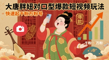 【2025.08.27】大唐胖妞对口型爆款短视频玩法，快速起千粉万粉号百度网盘免费下载-芽米宝库